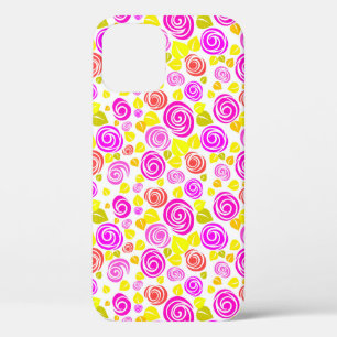 Funda Para iPhone 12 Pro Patrones de rosas elásticos amarillos de color vio