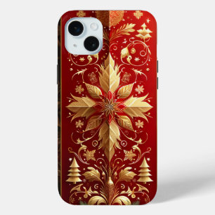 FUNDA PARA iPhone 15 MINI PATRONES DE VACACIONES ORNADAS Y DE ORO