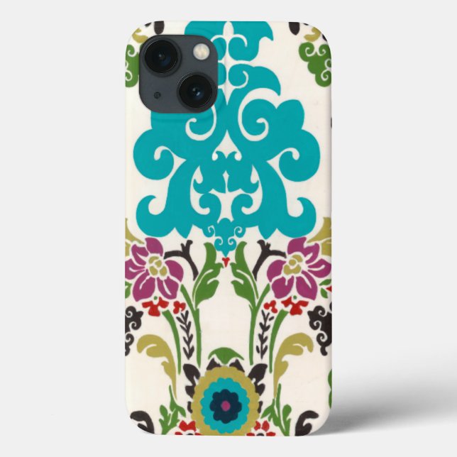 Funda De Case-Mate Para iPhone Patrones florales Damask Plum Turquoise (Reverso)