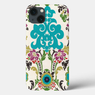 Funda Para iPhone 13 Patrones florales Damask Plum Turquoise