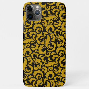 Funda Para iPhone 11 Pro Max Patrones florales sin fisuras dorados negros lindo