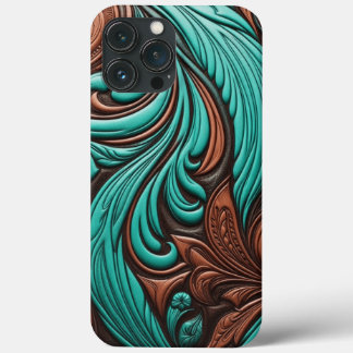 Funda Para iPhone 13 Pro Max Patrones occidentales con herramientas turquesas y