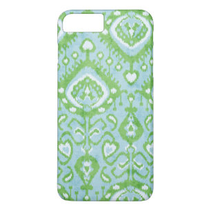 Funda Para iPhone 8 Plus/7 Plus Patrones tribales de ikat azules y verdes