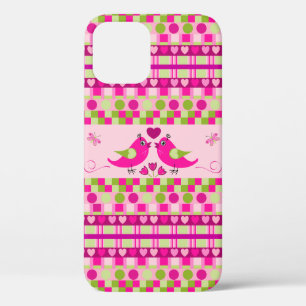 Funda Para iPhone 12 Patrones y pájaros de amor de moda