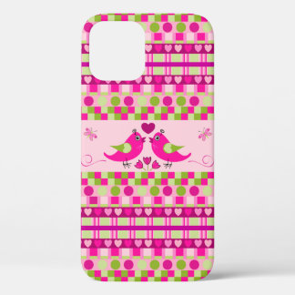 Funda Para iPhone 12 Patrones y pájaros de amor de moda