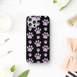 Funda Para iPhone 11 Pattern Of Paws, Lilac Paws, Dog Paws, Paw Prints