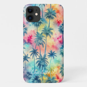 Funda Para iPhone 11 Pattern Tie Dye Palms Custon