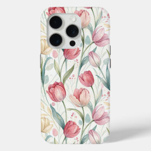 Funda Para iPhone 15 Pro Pattern Watercolor Modern Tulips