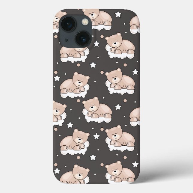 Funda De Case-Mate Para iPhone pattern with small bear sleeping (Reverso)