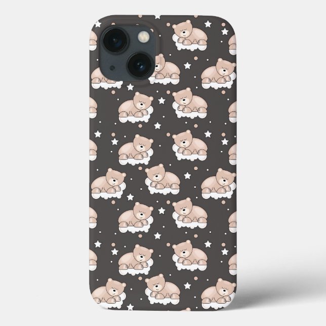 Funda De Case-Mate Para iPhone pattern with small bear sleeping (Reverso)