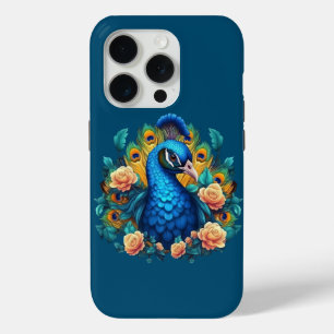 Funda Para iPhone 15 Pro Pavo con rosas de melocotón