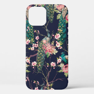 Funda Para iPhone 12 pavo real de patrón de acuarela en cerezo de árbol