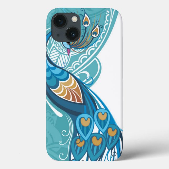 Funda De Case-Mate Para iPhone Pavo real en el ilustracion verde azulado (Reverso)