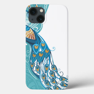 Funda Para iPhone 13 Pavo real en el ilustracion verde azulado