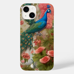 Funda Para iPhone 14 De Case-Mate Pavo real en el jardín de Rosa de Apricot
