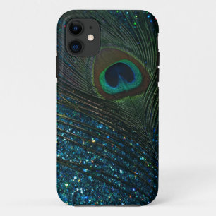 Funda Para iPhone 11 Pavo real purpurinoso de la aguamarina
