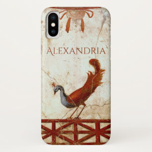 Funda Para iPhone X Pavo real sobre pintura antigua romana fresca