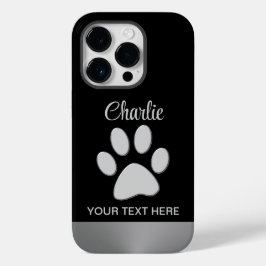 Funda Para iPhone 14 Pro De Case-Mate Paw de perro plateado sobre fondo negro
