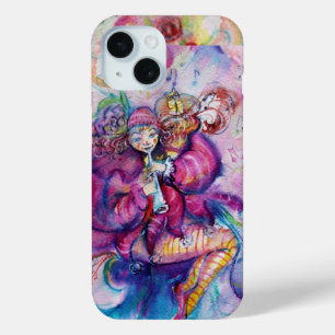 FUNDA PARA iPhone 15 PAYASO ROSA MUSICAL CON BUHO
