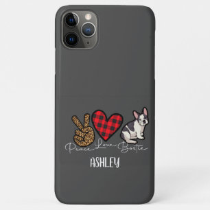 Funda Para iPhone 11 Pro Max Paz Amor Boston Terrier Cuadros Perro Lindo Amante