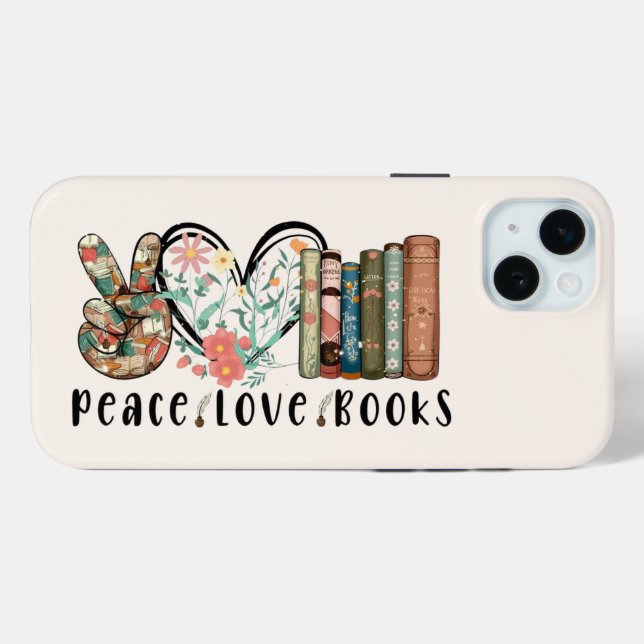 Funda De Case-Mate Para iPhone Paz, amor y libros (Reverso (Horizontal))