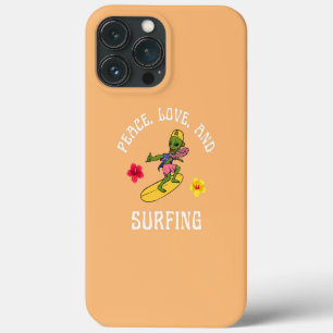 Funda Para iPhone 13 Pro Max Paz Amor y Surfing Flor de Hibisco Alien