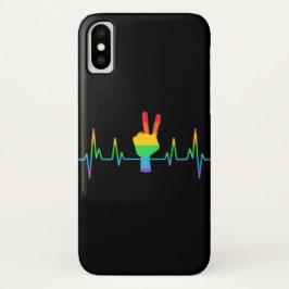 Funda Para iPhone X Peace Gay Heartbeat LGBT