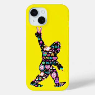 Funda Para iPhone 15 Peace Love Bigfoot Hippie Funny Bigfoot Lover