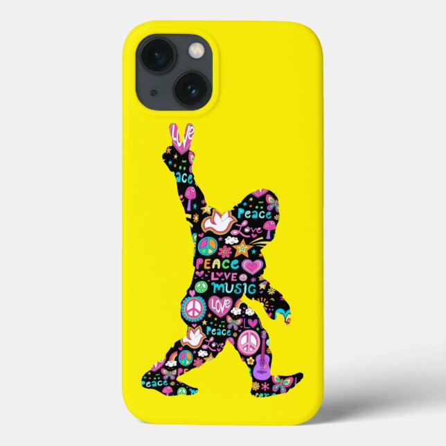 Funda De Case-Mate Para iPhone Peace Love Bigfoot Hippie Funny Bigfoot Lover (Reverso)