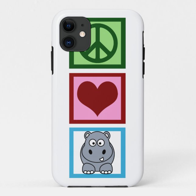 Funda De Case-Mate Para iPhone Peace Love Hippos (Reverso)