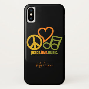 Funda Para iPhone X Peace Love Music Casos de teléfono de nombres pers