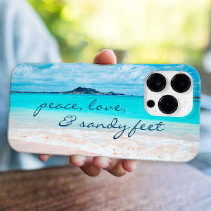 Funda Para iPhone 15 Pro Max Peace Love Sandy Feet Script Hawaii Tropical Beach