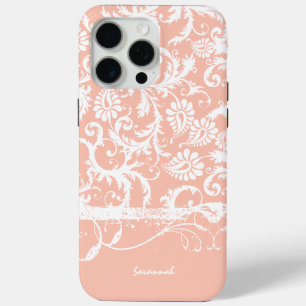 Funda Para iPhone 15 Pro Max Peach Floral Damask Elegir color