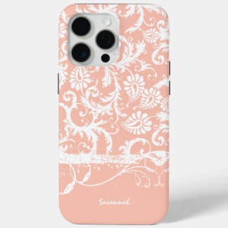 Funda Para iPhone 15 Pro Max Peach Floral Damask Elegir color