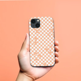 Funda Para iPhone 13 Peach Fuzz Cherry Gingham Pattern