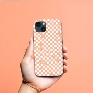 Funda Para iPhone 13 Peach Fuzz Cherry Gingham Pattern