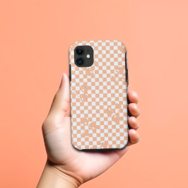 Funda Para iPhone 11 Peach Fuzz Cherry Gingham Pattern