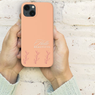 Funda Para iPhone 13 Peach Fuzz Hola Hermosa Botánica Minimalista
