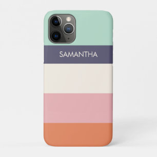 Funda Para iPhone 11 Pro Peach Mint Modern Color Blocks Stripes Personalize