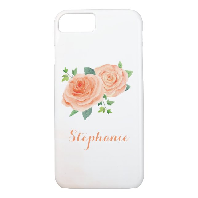 Funda De Case-Mate Para iPhone Peach Rosa Bonito acuarela (Reverso)