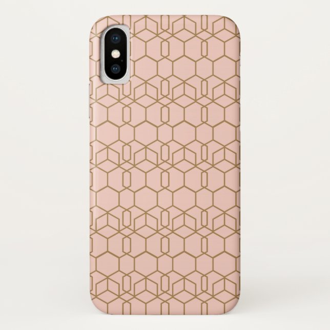 Funda De Case-Mate Para iPhone Peach Rubor & Gold Modern Boho Gluma Geométrico (Reverso)