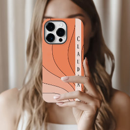 Funda Para iPhone 14 Pro De Case-Mate Peach Shades Retro Ondas Nombre personal