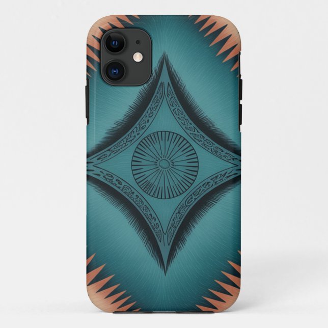 Funda De Case-Mate Para iPhone Peach Sunburst de Navajo verde azulado (Reverso)