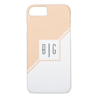 Funda Para iPhone 8/7 Peach, triángulos blancos, monogramo geométrico mo