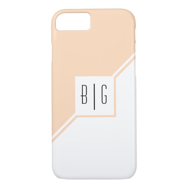 Funda De Case-Mate Para iPhone Peach, triángulos blancos, monogramo geométrico mo (Reverso)