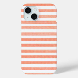 Funda Para iPhone 15 Peach y White Stripe