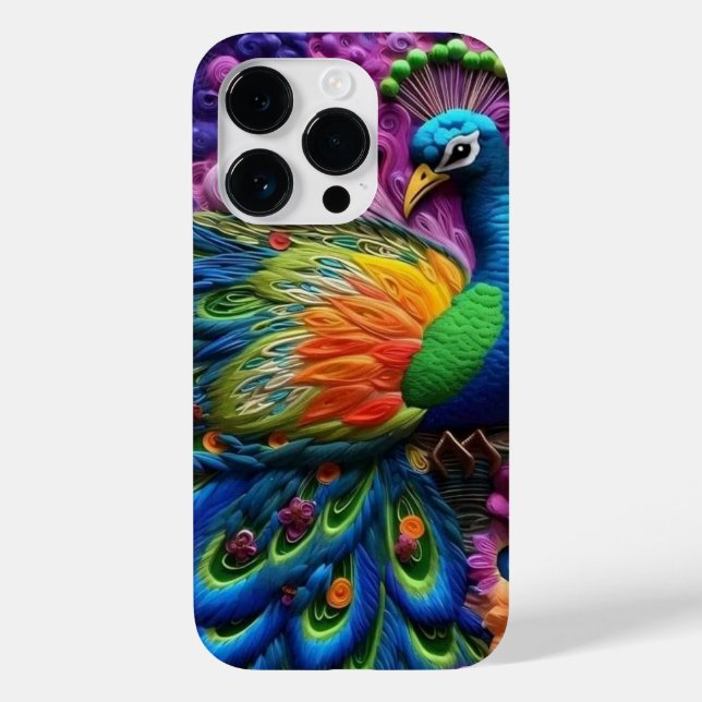 Funda De Case-Mate Para iPhone Peacock 3D (Reverso )