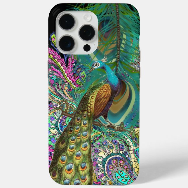Funda De Case-Mate Para iPhone Peacock Art Deco (Reverso )