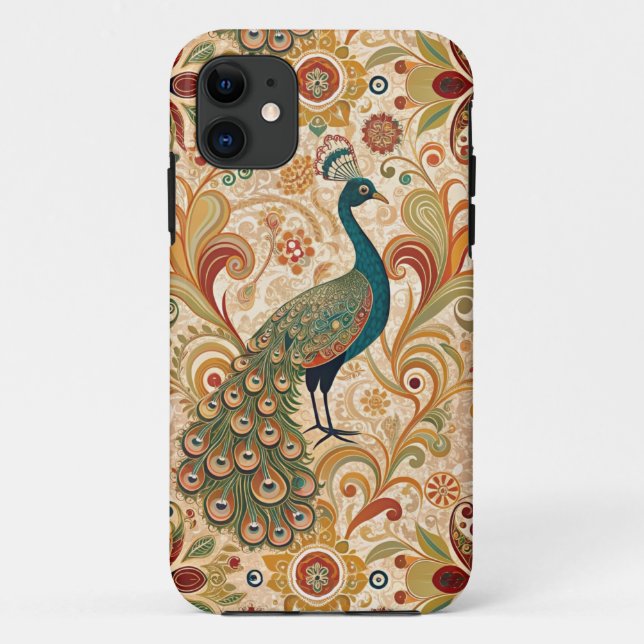 Funda De Case-Mate Para iPhone Peacock Art Morris Style (Reverso)