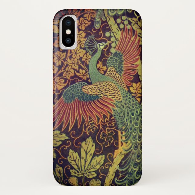 Funda De Case-Mate Para iPhone Peacock avellano victoriano jacquard marrón verde  (Reverso)